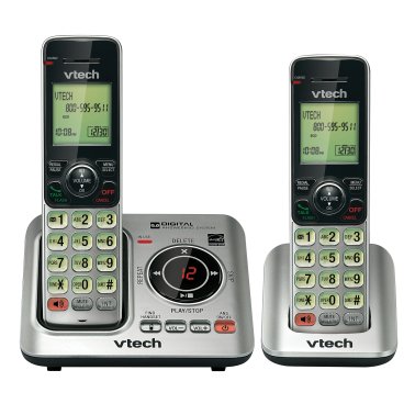 VTech® DECT 6.0 Corded Cordless Expandable Phone Combo with Caller ID, Call Waiting, and Answering System, Silver and Black (2-Handset System)
