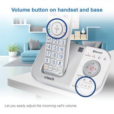 VTech® Bluetooth® DECT 6.0 Expandable Cordless Phone with Connect to Cell™ and Answering System (2 Handset; Silver)