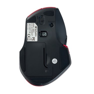 Verbatim® Cordless Deluxe Blue-LED Computer Mouse, Ergonomic, 8 Buttons, 2.4 GHz (Red)
