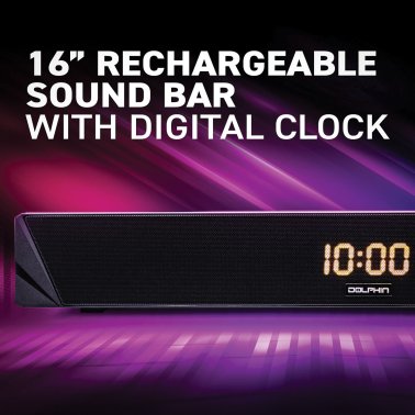 Dolphin® Audio 16-Inch Portable Bluetooth® Sound Bar with Alarm and Clock