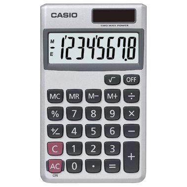 CASIO® Solar Wallet Calculator with 8-Digit Display (Silver)