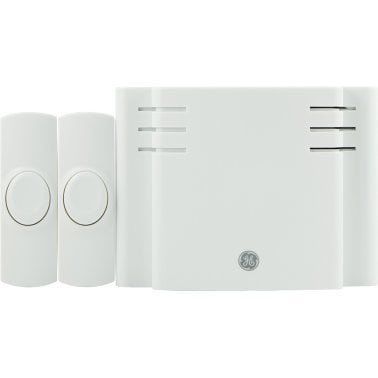 GE® 8-Chime Battery-Operated Door Chime with 2 Wireless Push Buttons, White