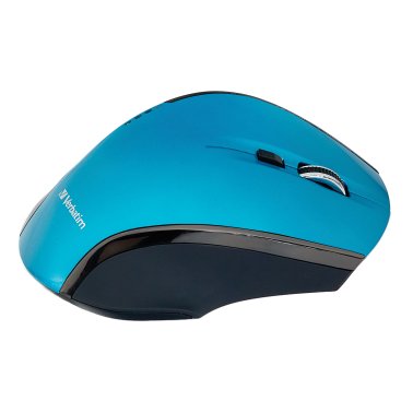Verbatim® Cordless Deluxe Blue-LED Computer Mouse, Ergonomic, 8 Buttons, 2.4 GHz (Blue)