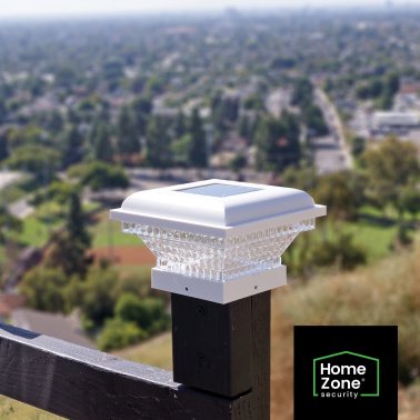Home Zone Security® Outdoor Solar Post Cap Lights for 3.5-In. x 3.5-In. and 4-In. x 4-In. Posts, 2 Pack (White)