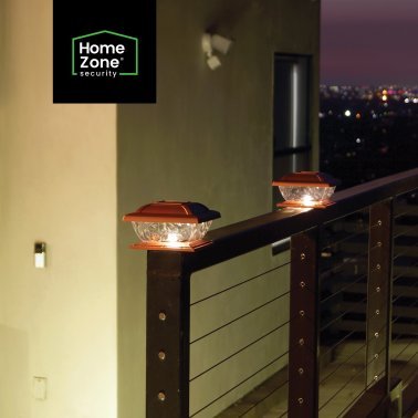 Home Zone Security® Outdoor Solar Post Cap LED Lights with Flat Base for 4-In. to 6-In. Posts, 2 Pack (Gold)