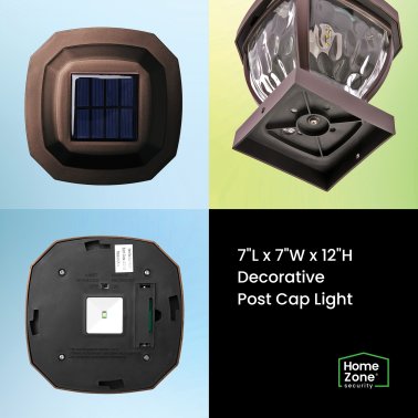 Home Zone Security® 12-Lumen-Each 4 x 4 Solar LED Post Cap Lights (Bronze)