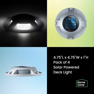Home Zone Security® 10-Lumen-Each Solar LED Deck Lights, 4 Pack