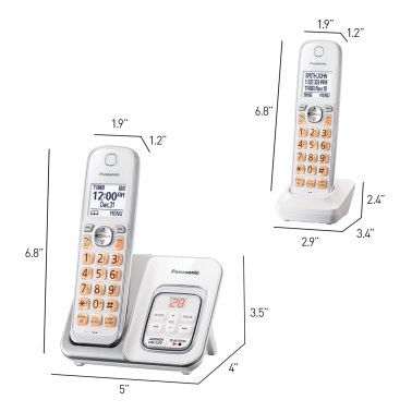 Panasonic® KX-TGD63X Corded Cordless Phone with Call Blocking and Digital Answering System (2 Handset; White/Silver)