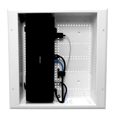 DataComm Electronics 17-In. ABS Plastic Connected Media Box, No Power, with Slim-Line Trim Ring and Vented Magnetic Cover