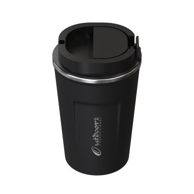 Outdoors Professional Stainless Steel Double-Walled Vacuum-Insulated Coffee Cup with Spillproof Lid (12.8 Oz.; Black)