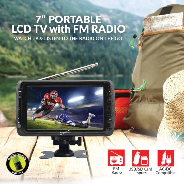 Supersonic® 7-In. TFT Portable Digital LCD TV, AC/DC Compatible with RV/Boat