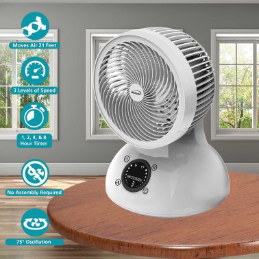 Brentwood® Kool Zone 6-In. 3-Speed Oscillating Air Circulator Desktop Fan with Remote and Timer, F-650RW