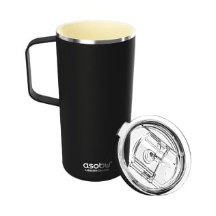 ASOBU® 20-Oz. Double-Wall-Insulated Stainless Steel Tower Coffee Mug with Ceramic Coating (Black)