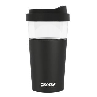 ASOBU® Vista 20-Oz. Stainless Steel Clear-Insulation Tritan™ Coffee Mug (Black)
