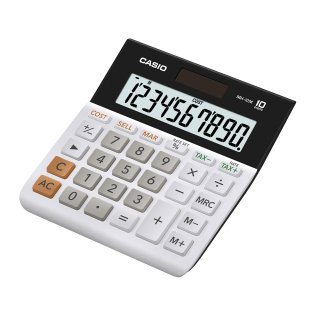 CASIO® MH-10M Wide-Display Portable Desktop Calculator, 10 Digit, Solar Power, White