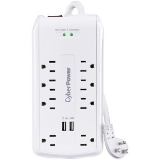 CyberPower® P806U Home Office Surge-Protector 8-Outlet Power Strip with 2 USB Ports, 6-Foot Cord