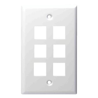 DataComm Electronics Multi-Port Standard-Size White Keystone Wall Plate (6 Port)