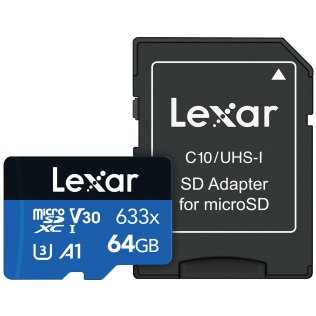 Lexar® High-Performance BLUE Series 633x microSDHC™/microSDXC™ UHS-I Card (64 GB)