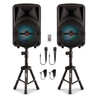 QFX® 2 Portable Bluetooth® True Wireless PA Systems with Microphones, Stands, and Remote, Black, PBX-800TWS