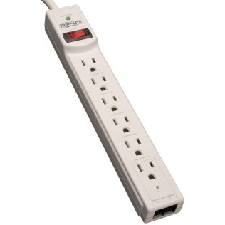 Tripp Lite® by Eaton® Protect It!® 790-Joules Surge Protector, 6 Outlets, 4 Ft. Cord, with Telephone and DSL Protection, TLP604TEL