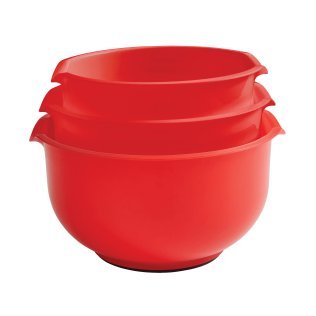 gia'sKITCHEN™ 3-Piece Set of Nesting Mixing Bowls with Lipped Handles and Pour Spouts, Red