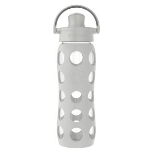 Lifefactory® 22-Oz. Glass Water Bottle with Active Flip Cap and Protective Silicone Sleeve (Cool Gray)