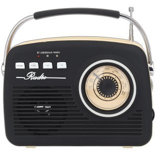 Supersonic® Retro Portable AM/FM Radio with Bluetooth®, SC-1201 (Black)