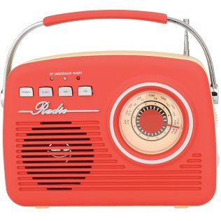 Supersonic® Retro Portable AM/FM Radio with Bluetooth®, SC-1201 (Red)