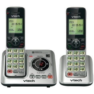 VTech® DECT 6.0 Corded Cordless Expandable Phone Combo with Caller ID, Call Waiting, and Answering System, Silver and Black (2-Handset System)