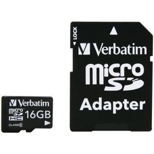 Verbatim® Class 10 microSDHC™ Card with Adapter (16 GB)