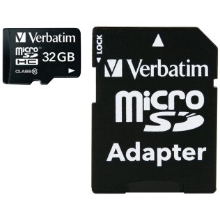 Verbatim® Class 10 microSDHC™ Card with Adapter (32 GB)