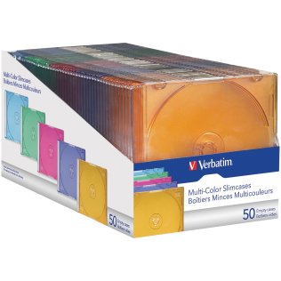 Verbatim® Color CD/DVD Slim Cases, 50 pk