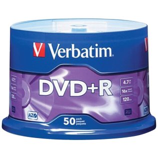 Verbatim® AZO 4.7-GB 16x DVD+R Discs on 50-Count Spindle, 95037