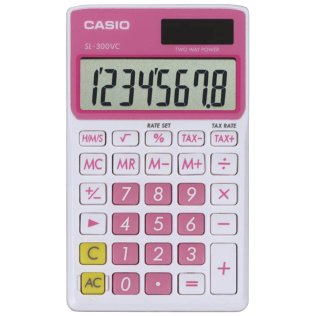 CASIO® Solar Wallet Calculator with 8-Digit Display (Pink)