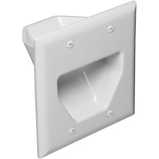 DataComm Electronics 2-Gang Recessed Low-Voltage Cable Plate, White