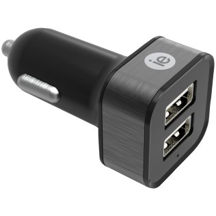iEssentials® 2.4-Amp Dual-USB Car Charger (Black)