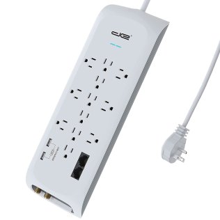 Digital Energy® 12-Outlet Surge Protector Power Strip with 2 USB Ports (180 In.)