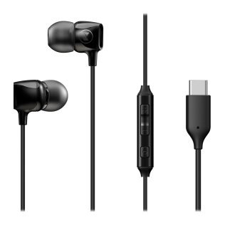 Cresyn® C-Type Wired Stereo Earbuds with Microphone, Black, CPU-CS0115BK01