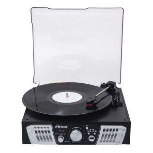 Victor® Lakeshore Dual-Bluetooth® Belt-Drive Retro 5-in-1 Turntable System, VHRP-1100-BK