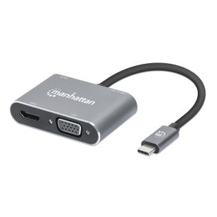 Manhattan® USB-C® to HDMI® and VGA 4-in-1 Docking Converter with Power Delivery
