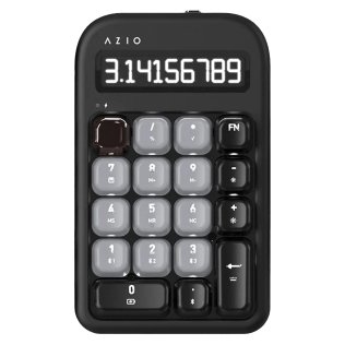 Azio IZO Wireless Numeric Keypad and Calculator for Mac® and PC Laptops, Backlit (Black Willow)