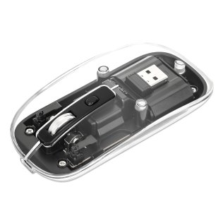 Manhattan® Transparent Wireless Optical USB Mouse (Black)