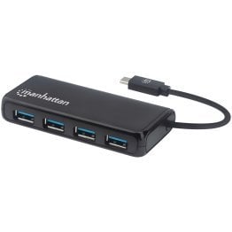 Manhattan® 4-Port USB 3.2 Gen 1 Hub with USB-C®-Male to 4 USB-A Females