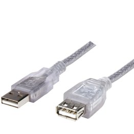 Manhattan® A-Male to A-Female USB 2.0 Extension Cable, Translucent Silver (6 Ft.)