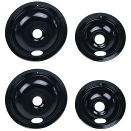 Certified Appliance Accessories® Black Porcelain Style A 2 Large 8" & 2 Small 6" Replacement Drip Bowls for Whirlpool®, Kenmore® & Maytag® Ranges