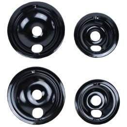 Certified Appliance Accessories® Black Porcelain Style B 2 Large 8" & 2 Small 6" Replacement Drip Bowls for GE® & Hotpoint® Electric Ranges