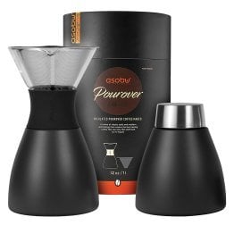 ASOBU® Insulated Pour-over Coffee Maker with Removable Carafe, 34-Oz. (Black)