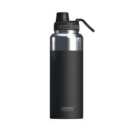 ASOBU® Mighty Flask Insulated Stainless Steel Travel Water Bottle, 40-Oz. Capacity (Black)