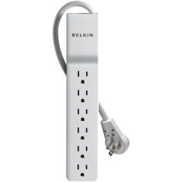 Belkin® Home/Office Surge Protector Power Strip, 6 Outlets, 8-Ft. Cord with Rotating Plug, BE106000-08R