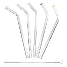 Better Houseware Glass Straws with Cleaning Brush, Set of 5 (Standard)